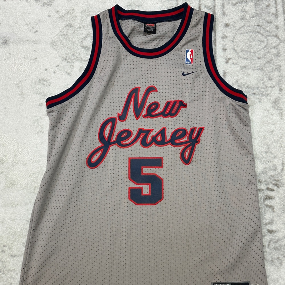 Nike Gray New Jersey #5 Basketball Jersey with Red & Navy Trim